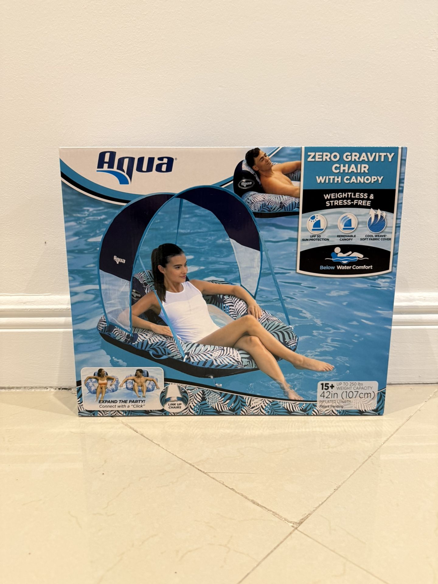 Aqua Zero Gravity Pool Chair Float Canopy