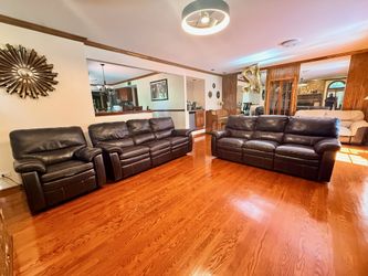 Top-grain leather sofa set - 2 sofa recliners and single-seat recliner
