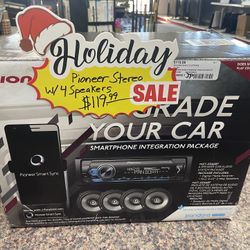 Pioneer Stereo + 4 Speakers 
