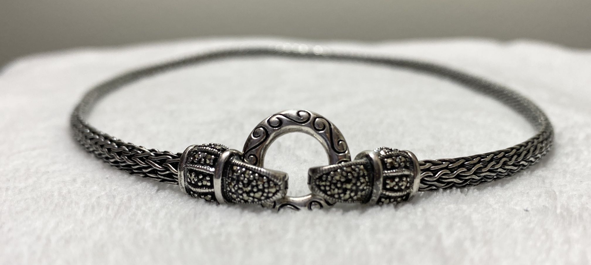 Oxidized Sterling Silver Foxtail Chain Necklace