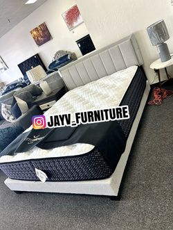 NEW QUEEN BED FRAME WITH MATTRESS