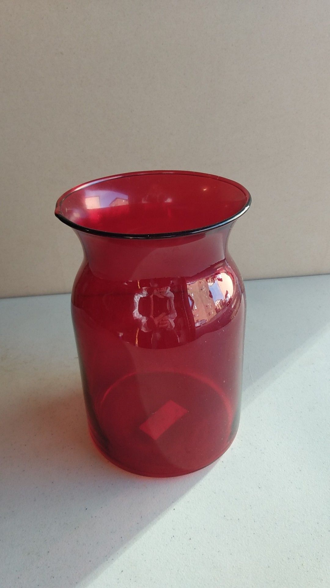 Red glass vase
