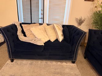 Navy blue couch short couch
