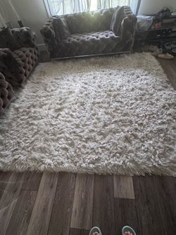 Large Fluffy Shag Area Rug White 10x8