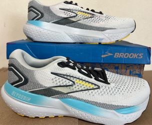MEN'S BROOKS GLYCERIN 21, size 11, | COCONUT / FORGED IRON / YELLOW, New with stains