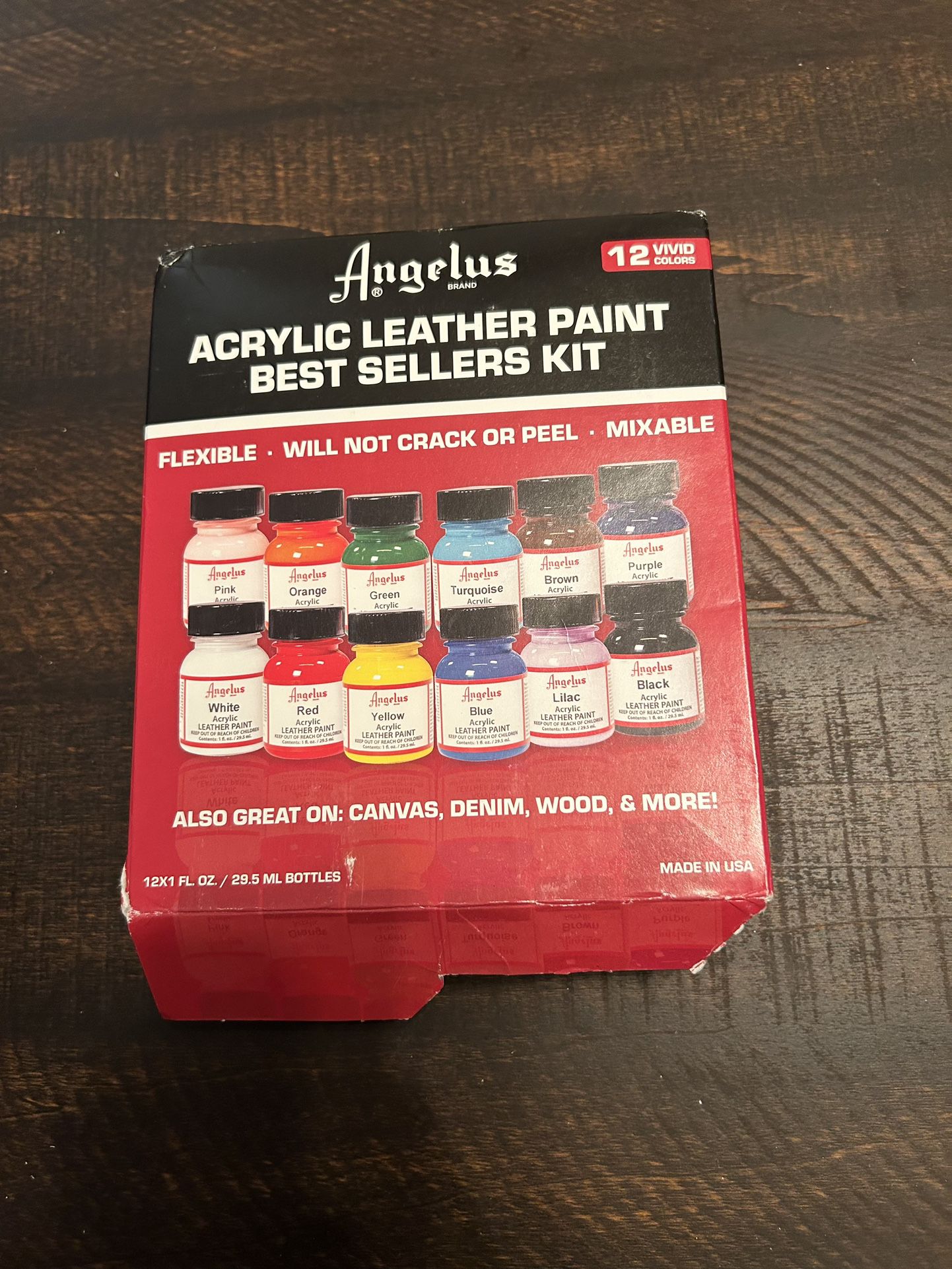 Angelus Leather Paint Starter Kit Set of 12 1 Ounce Bottles