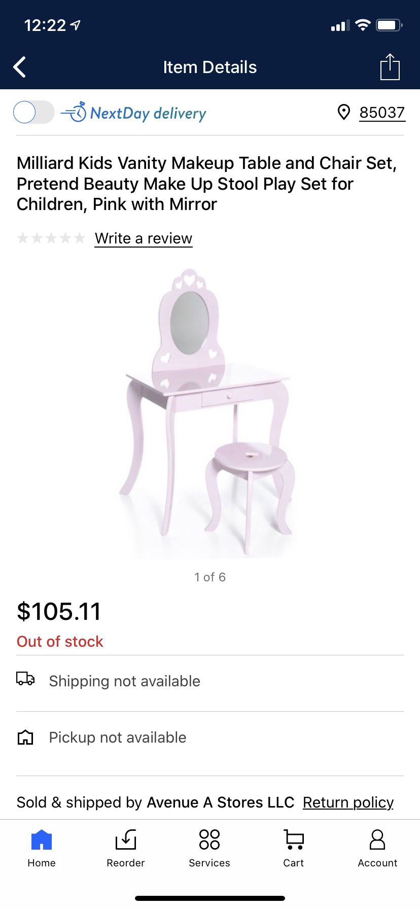 Brand new in the box kids vanity table and chair set
