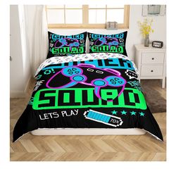 Gaming Bedding Sets for Boys Full, Gamer Comforter Cover Set, Video Game Boys Room Decor, Teens Kids Gamepad Game Controller Duvet Cover, 1 Soft Duvet