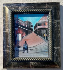 Framed New Orleans Street Scene Painting
