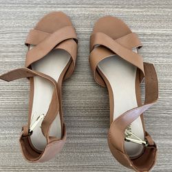 Brown Low Wedge Ankle Strap Heels | Fioni Heels | Size 7.5 | Women Shoes