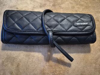 New Large Leather Black Sephora Makeup Brush bag!!