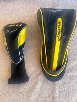 Nike Sumo 5000 Driver Head Cover Black White Yellow + 3 Wood Cover