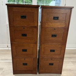 Wood furniture: desk, small table, file cabinet: office, bedroom, living