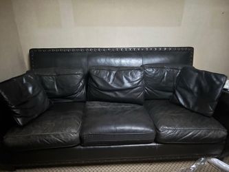 Black leather sofa