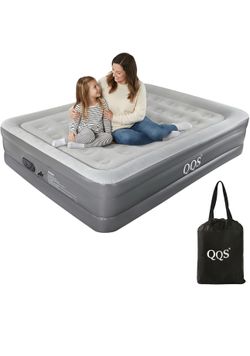 Air Mattress Queen with Built-in Pump, 18" Raised Inflatable Bed with Integrated Pillow Design, Self-Inflating Blow Up Mattress for Home Guests Campin