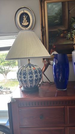 Blue and White Ceramic Table Lamp. $30