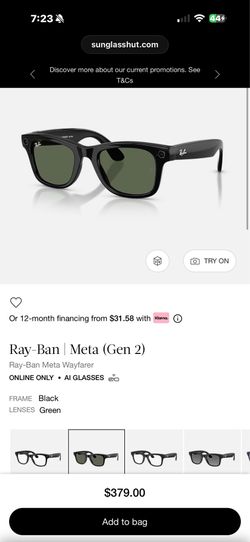 Ray ban Wayfer Gen 2 Shiny frame green lense