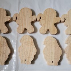 Mondo Llama Wood Shapes - Gingerbread Man or  Santa, Paintable Christmas Craft