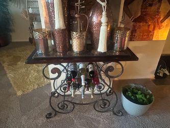 Wrought Iron Wine Rack Console Table