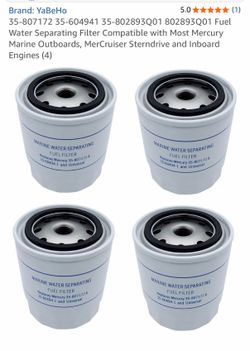 BOAT WATER SEPARATING  FUEL FILTER For  (MERCURY 35-60494-1 & 35-807172) 4 Pack.