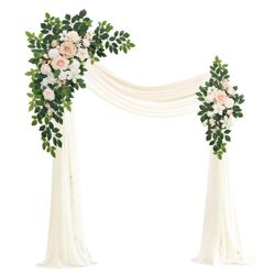 Arch Decor Set 4pcs Flowers & Drapes Artificial Wedding Arch Flowers NEW