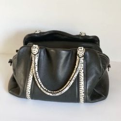 Marc By Marc Jacobs Q Snake Blk Caviar Leather Satchel