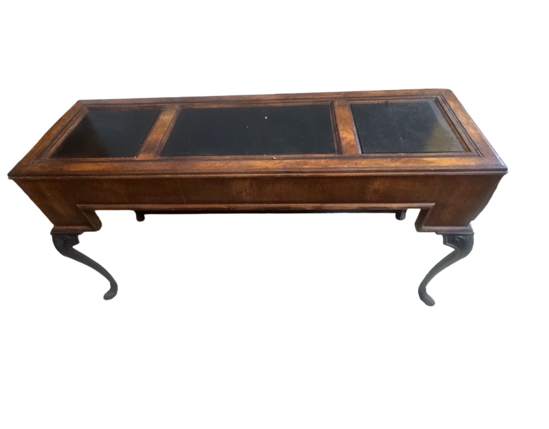 Antique Sofa Table Solid Wood, Solid Brass Legs