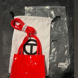 SMALL PATENT RED TELFAR BAG