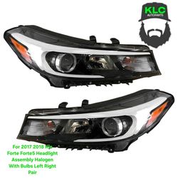 For 2017 2018 Kia Forte Forte5 Headlight Assembly Halogen With Bulbs Left Right Pair