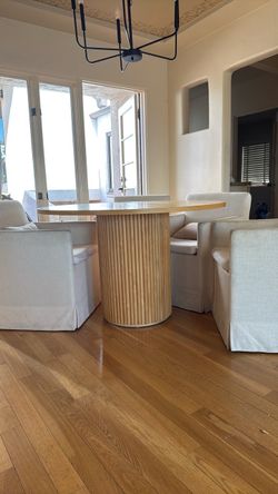 Round Wood Dining Table with Fluted Pedestal Base