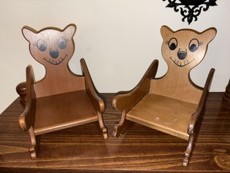 Vintage Wooden Bear Chairs (Set of 2)