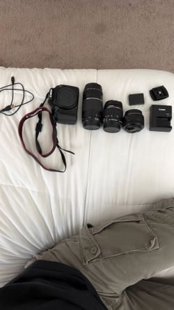 Canon Rebel T6 w/ 3 lenses, Battery, and Charger