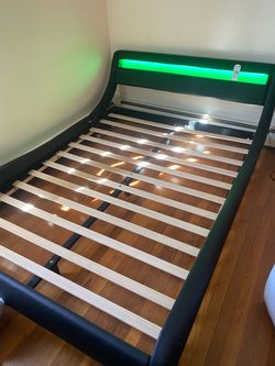 Leather Full Bed with light up headboard