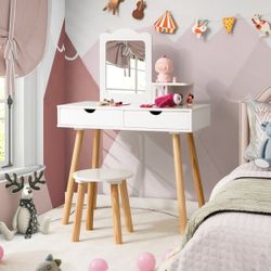Girls Vanity Set with Mirror and Stool For Sale $44.00 50%+ OFF Retail $89.99 NEW IN BOX