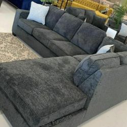 Dark Gray 2 Pieces Sectional Couch Same Day Delivery