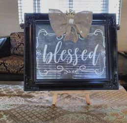 Blessed picture with frame and easel stand