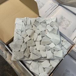 Marble Tile Calacatta Shore Pebble Backsplash 12in x12in Sheet
