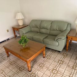 Leather Couch Set With End Tables And Coffee Table