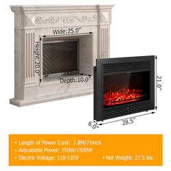 Giantex 28.5" Electric Fireplace Insert, Wall Recessed/Mounted with Remote ControlGiantex 28.5" Electric Fireplace Insert, Wall Recessed/Mounted, Free