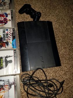 Ps3, 1 controller, 14 games, and cables