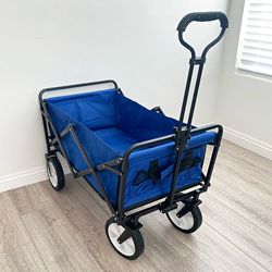 (New) $50 Collapsible Folding Wagon Outdoor Utility Cart 34x20x22”, Black/Blue color