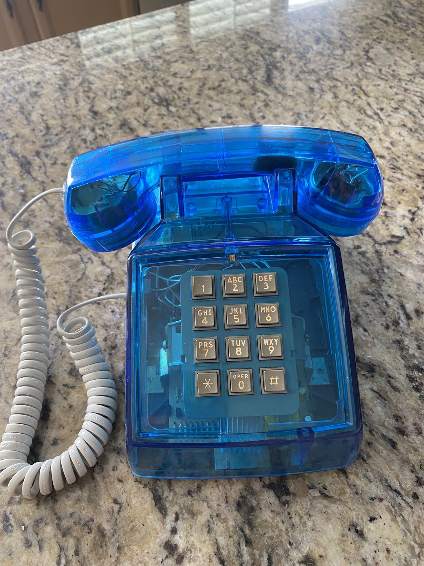1980’s Clear Blue Push Button Phone Retro $235.00 OBO