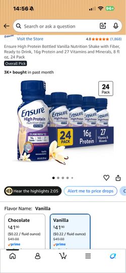 Ensure High Protein Vanilla Nutrition Shake 24-Pack