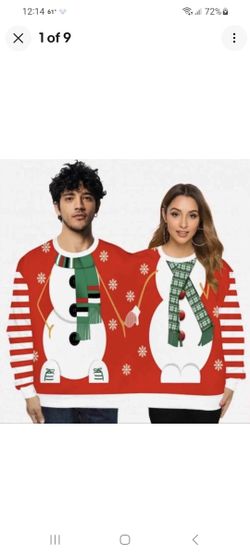 Holiday Time Snowman Double Christmas Sweater Wear Me With A Friend - SZ S/M