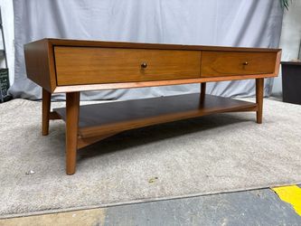 WEST ELM MCM Style 2-Drawer Acorn Coffee Table