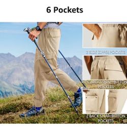 Haimont Men's Hiking Cargo Pants with 6 Pockets Quick Dry Stretch Nylon Outdoor Travel Camping Joggers, Water Resistant
