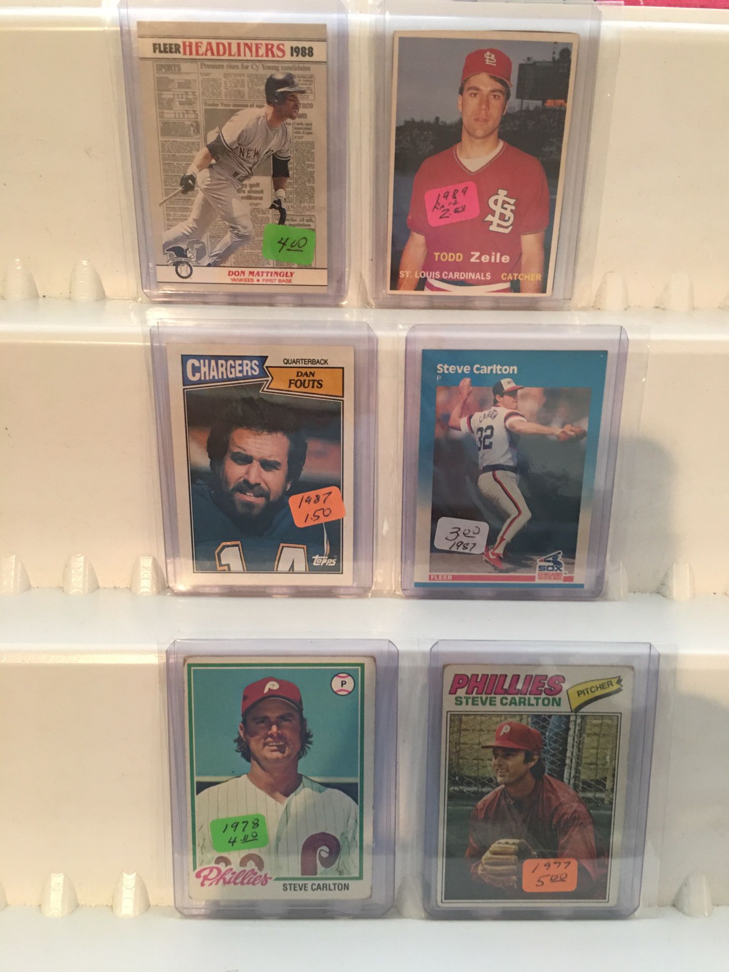 Six old baseball cards