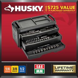 Husky 280-Piece SAE/Metric Mechanics Tool Set with Tool Box
