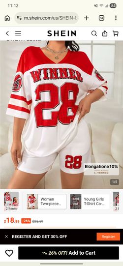 Winner set SHEIN  Letter & Number Print Tee And Track Shorts