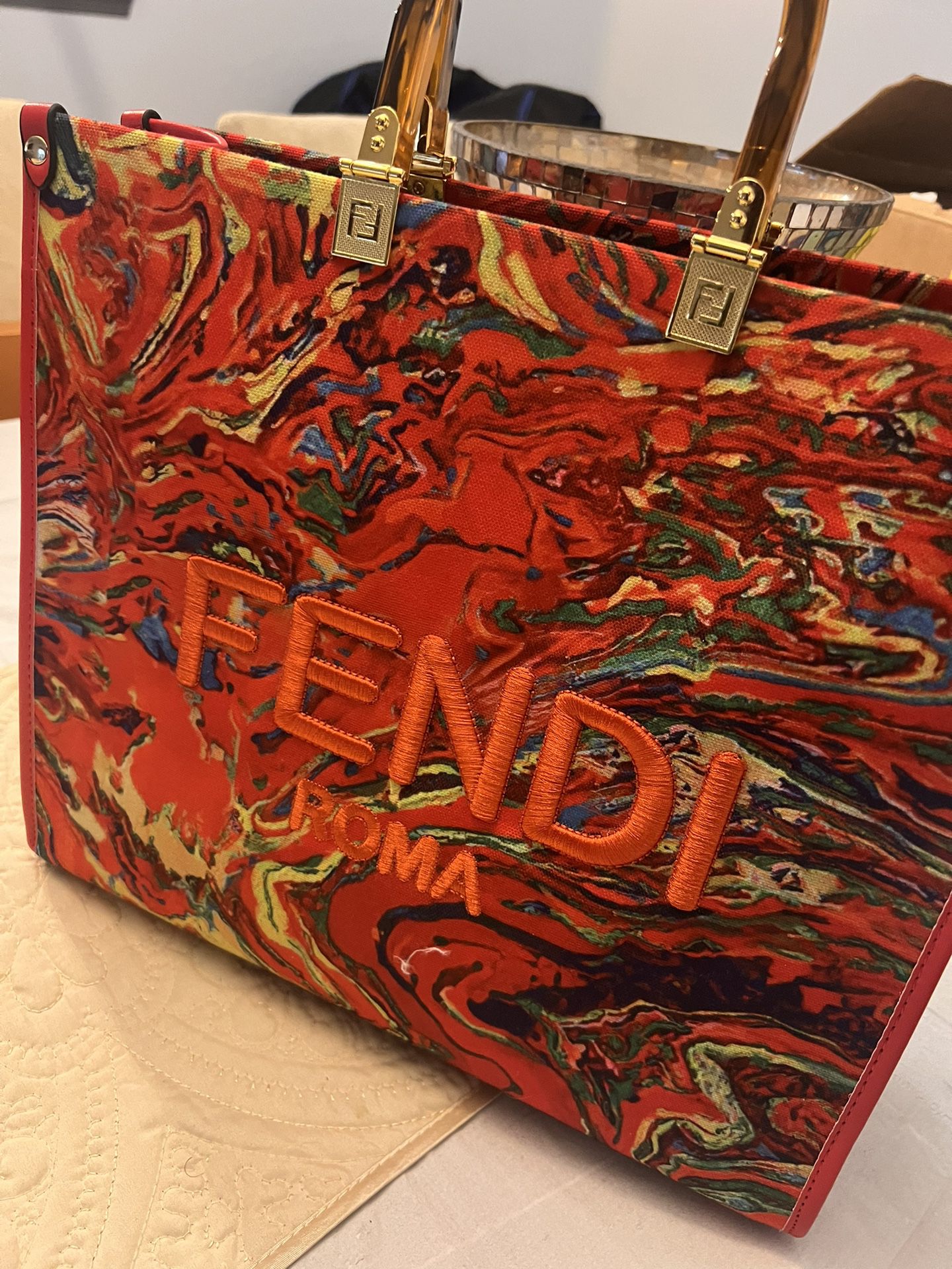 Red Multi Color Fendi Handbag